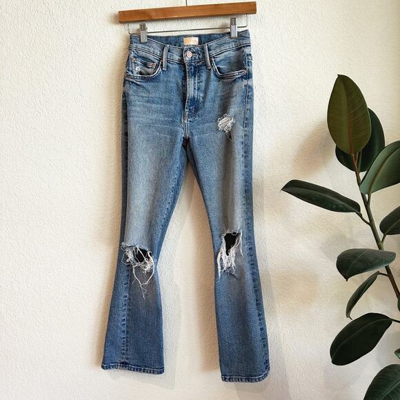 Mother The Insider Ankle Jeans Size 24 Bloom And Doom Straight Leg Distressed - Picture 1 of 7